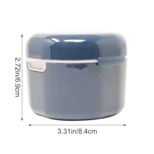 "yueton 1Pack Denture Bath Case Portable Denture Soak Container Mouth Guard Storage Box with Pale Pink Strainer Basket for Travel Cleaning, Sapphire Blue"