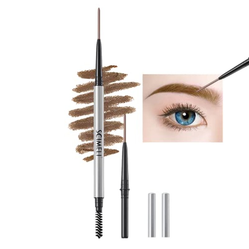 Eyebrow Pencil,2Pcs Professional Micro Brow Pencil with Spoolie Brush,Longwearing Waterproof Eyebrow Pencil,Eye Brow Pencils for Women.(Soft Brown)