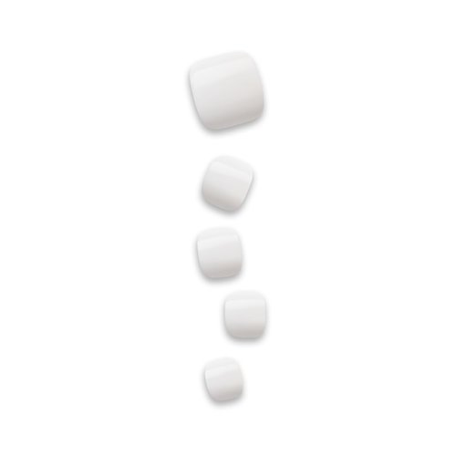 KISS imPRESS No Glue Pedi Press-On Nails, Toenails, 'All Smiles', White, Short Size, Squoval Shape, Includes 24 Nails, Prep Pad, Instructions Sheet, 1 Manicure Stick, 1 Mini File