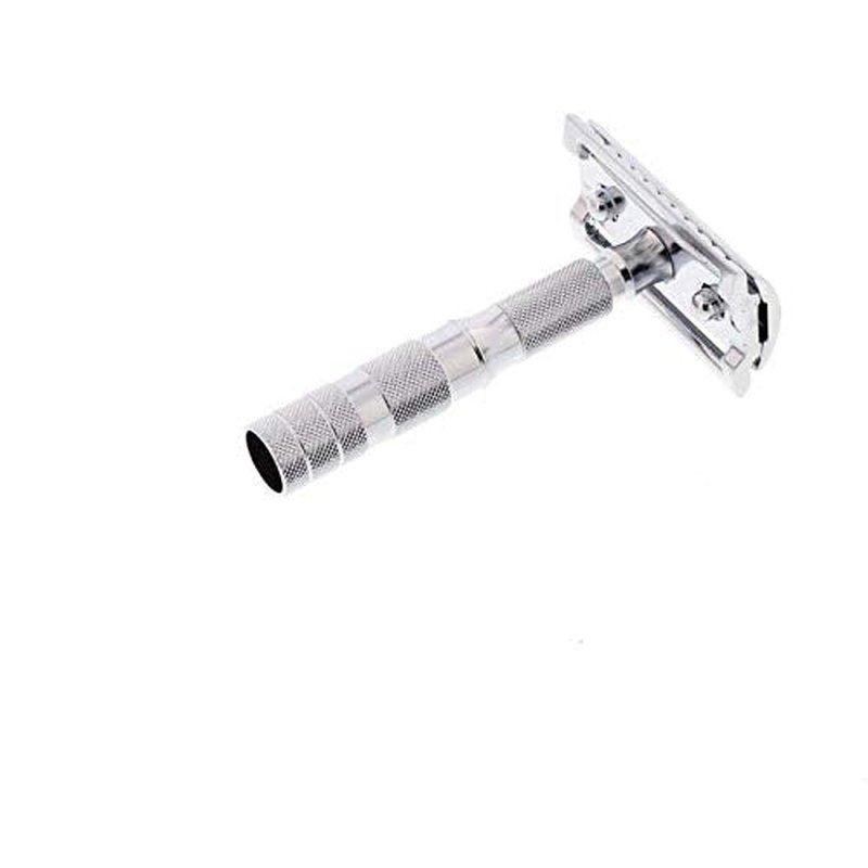 MERKUR 933C Travel Safety Razor - Compact Three-Piece Design with Leather Case, Chrome Finish