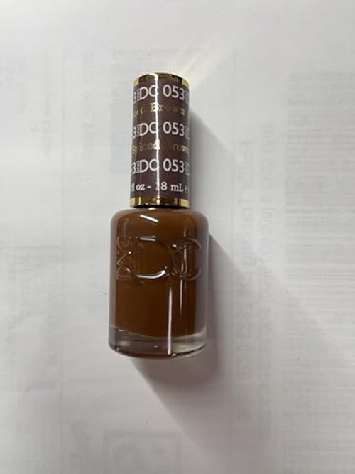 DND DC Gel Polish Set, Brown Collection, UV/LED Gel Polish and Air Dry Nail Lacquer, Matching Chip-Free Polish Duo, 053 Spiced Brown, 0.5 Fl Oz