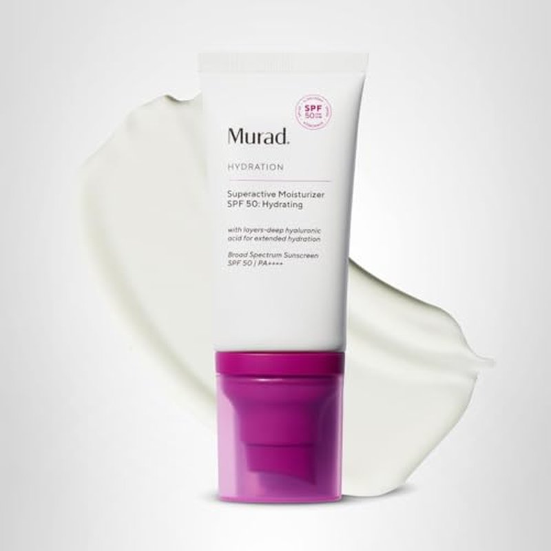 Murad Superactive Hydrating Moisturizer SPF 50 - Dewy Hydration Facial Suncreen Supercharged with Hyaluronic Acid For Plump and Bouncy Skin - 1.7FL Oz