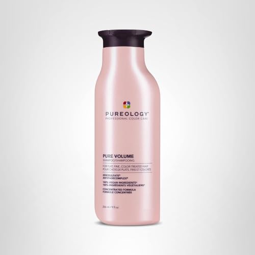 Pureology Pure Volume Shampoo - Enhances Volume and Movement, Lightweight Shampoo for Fine, Flat, Color Treated Hair, Sulfate-Free & Vegan, 9 Fl Oz