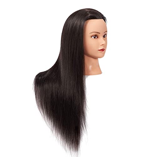 Headstar Mannequin Head 26-28" Synthetic Fiber Manikin Head Hairdresser Styling Training Head Training Model Cosmetology Doll Head Hair for Practice Cutting Braiding with Free Clamp Stand 7E6606LB0220