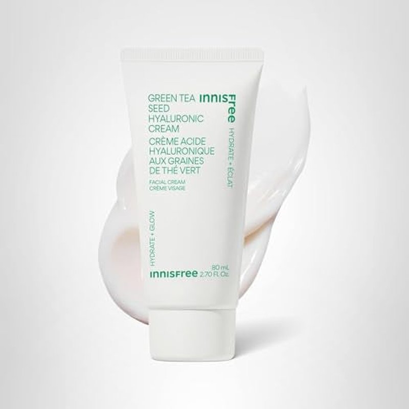 innisfree Jumbo Green Tea Seed Hyaluronic Acid Cream With Barrier Boosting Complex and Ceramide, Korean Hydrating Face Moisturizer for Dry Skin