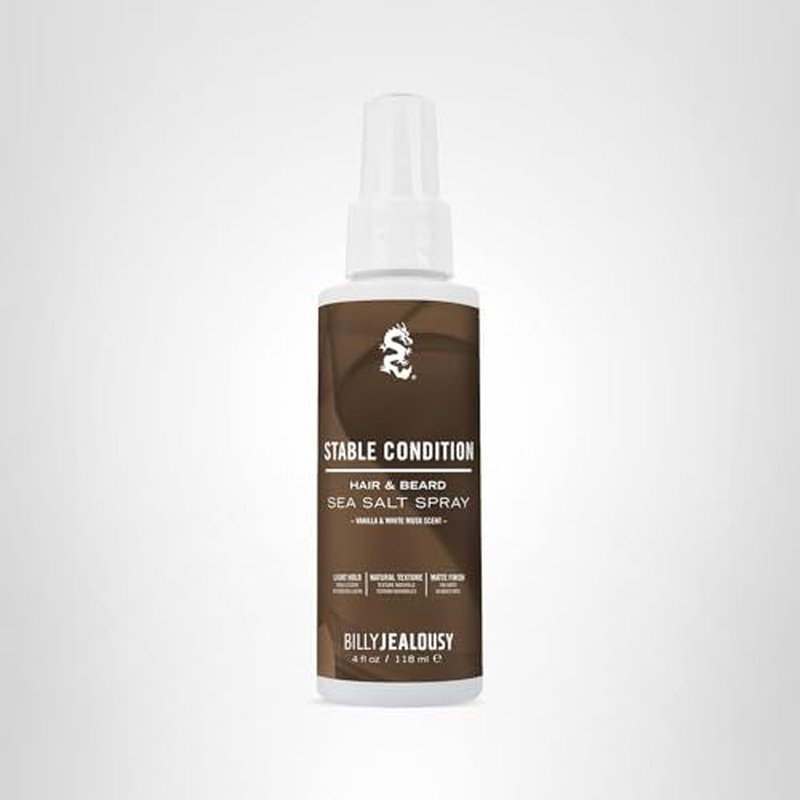 Billy Jealousy Sea Salt Spray for Hair and Beard, Texturizing & Volumizing Mist with Light Hold, Matte Finish, Beachy Waves & Natural Look, Safe for Color Treated Hair, Stable Condition, 4 Fl Oz