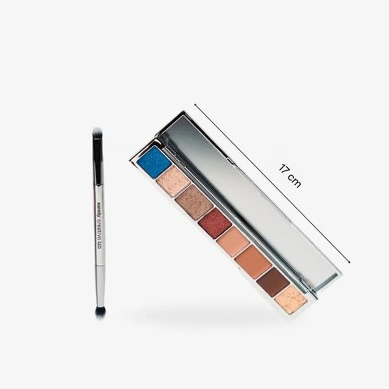 Sarelly Eyeshadow Palette | 8 Shades, 4 Finishes (Matte, Shimmer, Satin & Metallic) | Mirror & Dual-Ended Brush | Neutral Eye Makeup Kit