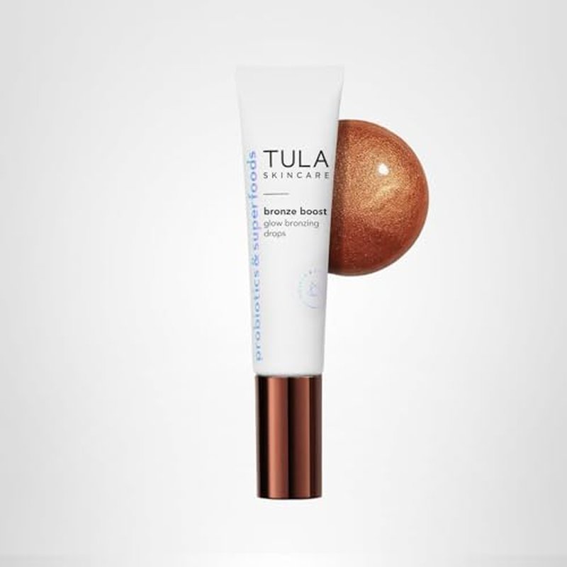 TULA Skin Care Bronze Boost Glow Bronzing Drops - Provides Natural Glow, Evens Skin Tone, Plumps and Hydrates Skin, Contains Niacinamide, Hyaluronic Acid and Green Tea, 1 Fl Oz.