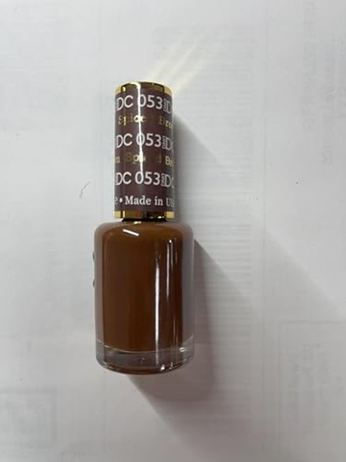 DND DC Gel Polish Set, Brown Collection, UV/LED Gel Polish and Air Dry Nail Lacquer, Matching Chip-Free Polish Duo, 053 Spiced Brown, 0.5 Fl Oz