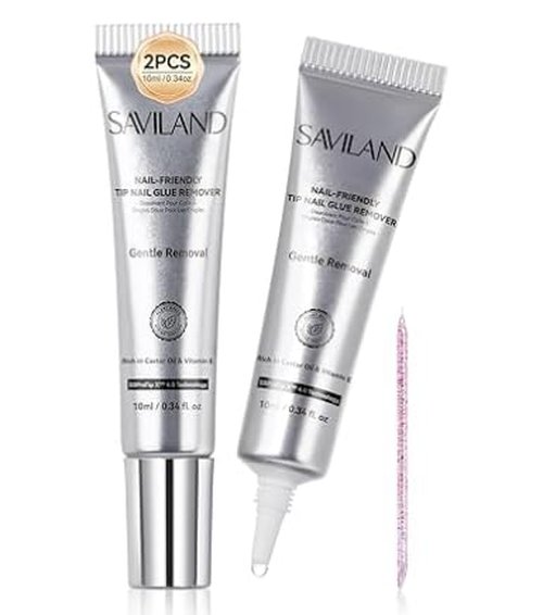 SAVILAND Glue Remover for Nails: Nail Glue Remover for Press On Nails with Tools for Semi Solid Nail Gl Adhesive Remover, Cured Sticker DIY Manicure Supply