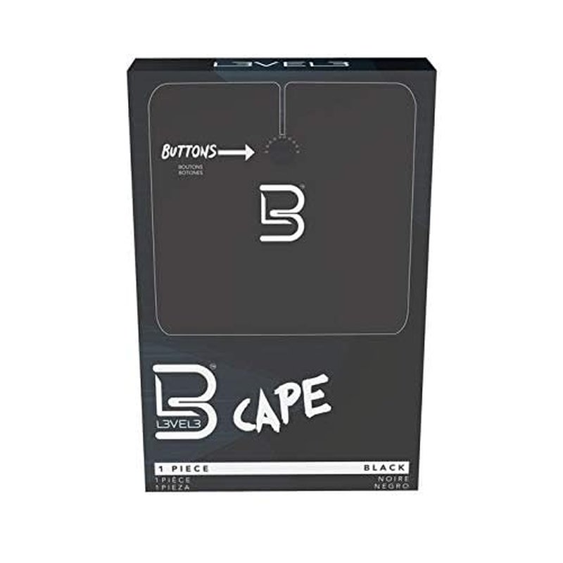Level 3 Black Cape - Universal Size - Comfortable with Adjustable Neck Closure - for Barbers and Hair Stylist (Single)