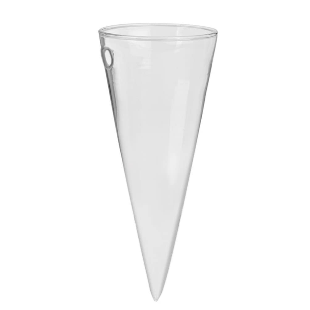 Healeved Transparent Circular Cone Glass Vase, Wall Mounted Plant Propagation Station, Ideal Mother's Day Gift, 20.50 cm (H) x 9.00 cm (Diameter)