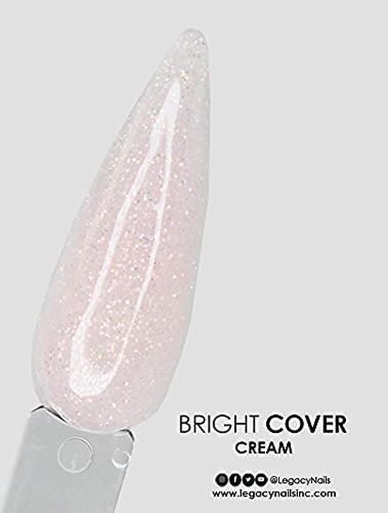 Legacy Nails Professional Bright Cover Full Coverage Color, CREAM 2 oz Acrylic Powder With Shimmer, Shine for Overlay Nail Extensions