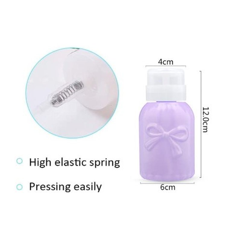 HLLMX 2 PCS Nail Polish Remover Pump Empty Dispenser Bottle for Alcohol Push Down Pump Dispenser Lockable Dispenser Bottle for Nail Polish Remover Makeup Remover Toner Etc