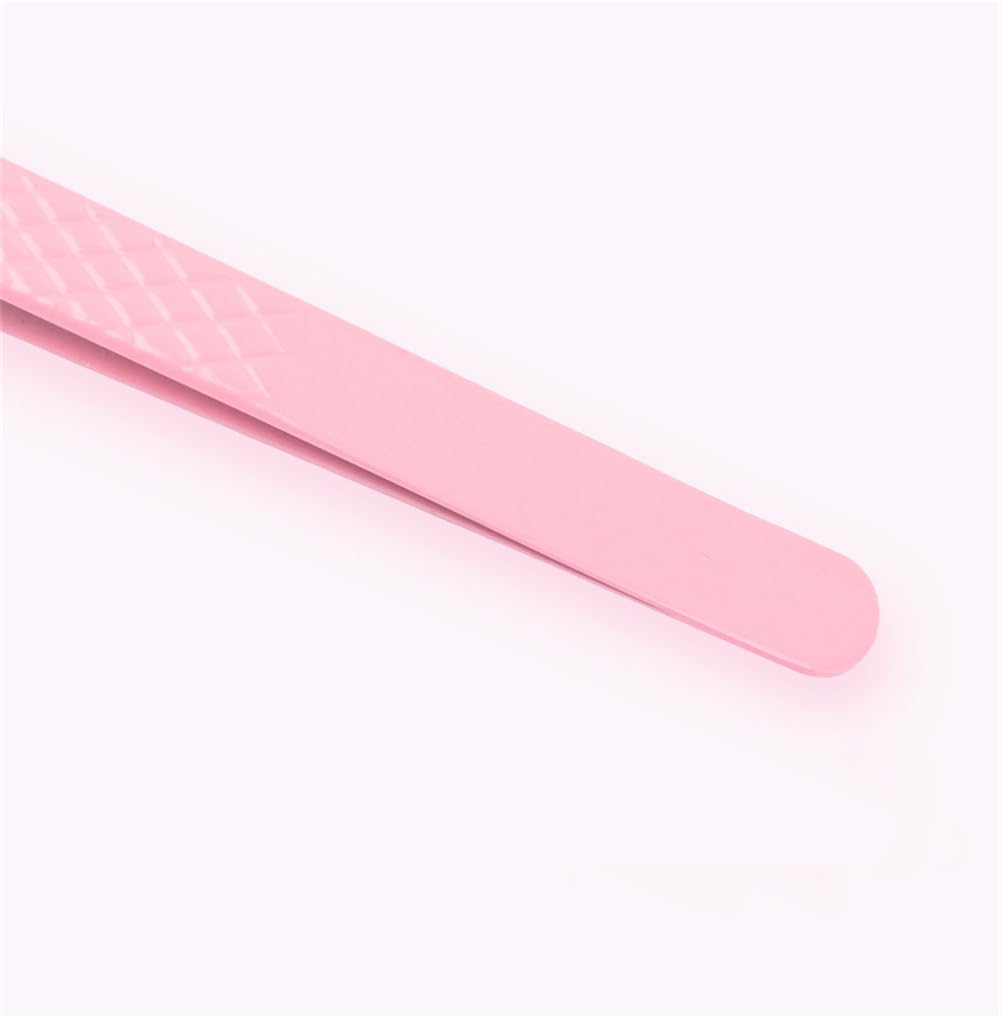 EYAKEG 90 Degree Lash Tweezers for Eyelash Extensions, Precision Fiber Tip Grip Mega Volume Lash Tweezers, Pink