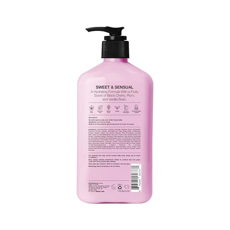 Hempz Cherry Body Lotion, Ultra Hydrating Daily Moisturizer, Self Care for Dry Skin and Hands, Dark Red Cherries, 17 oz.