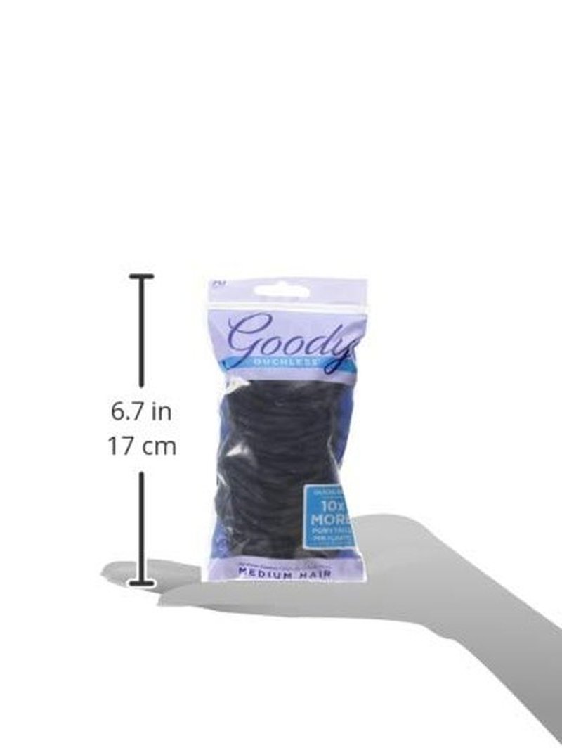 Goody Ouchless Hair Bands - No-Metal, Gentle Hold, Black - 70 Count Pack
