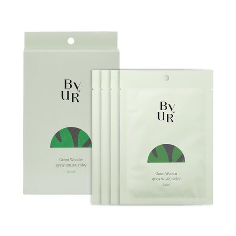 ByUR Green Wonder Aqua Serum Mask - Soothing Oil Control & Gentle Exfoliation for Sensitive Skin | 4-Pack
