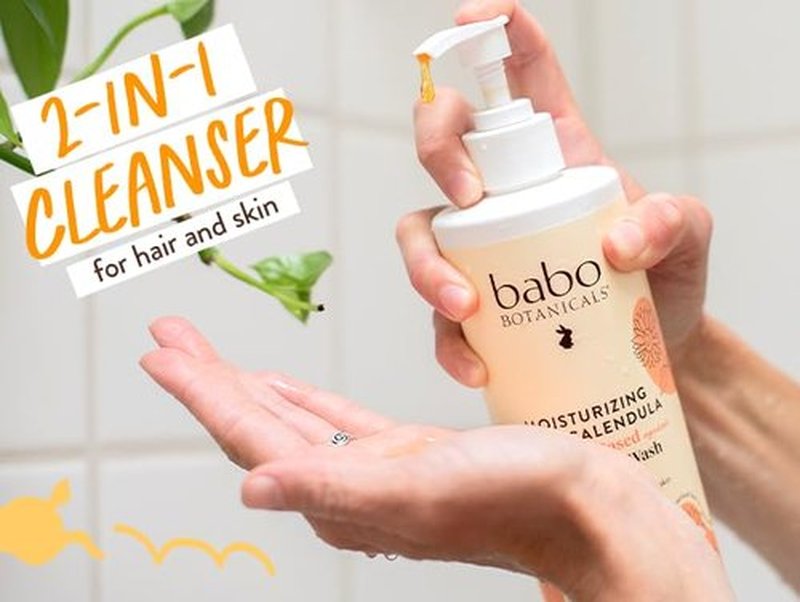 Babo Botanicals 2-in-1 Moisturizing Oat & Calendula Shampoo & Wash - Gentle for Dry/Sensitive Skin - Vegan