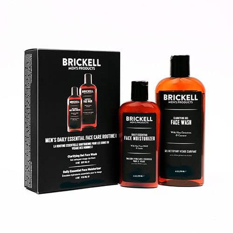 Brickell Men's Skincare Gift Set - Daily Essential Face Care Routine | Gel Cleanser & Moisturizer, Natural & Organic