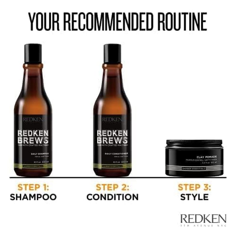 Redken Brews Clay Pomade For Men - High Hold & Matte Finish for Fine to Medium Hair