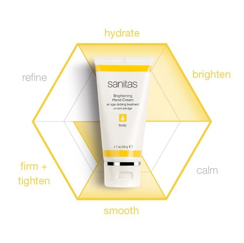 Sanitas Skincare Brightening Hand Cream, Vitamin C, Hand Lotion for Dry/Dull Skin, 1.7 Ounces