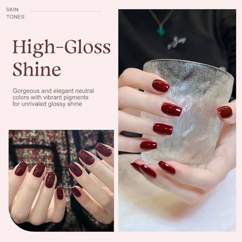 TONITU G · Gel Nail Polish Set 6 Colors Gel Polish Kit, Red Cherry Maroon Crimson Plum Purple Nail Art Design Soak Off LED at Manicure DIY Home Salon Gifts for Women Girls