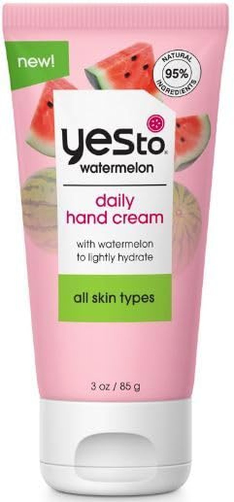 Yes To Watermelon Daily Hand Cream, Hydrating & Creamy Texture To Provide Instant Moisturization Without Greasy Residue, With Shea Butter & Antioxidants, Natural, Vegan & Cruelty Free, 3 Oz