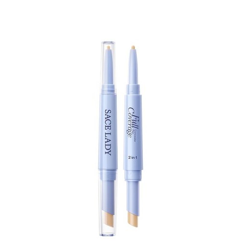 SACE LADY 2-in-1 Full Coverage Concealer Pen - Dual-End Waterproof Stick for Dark Circles & Blackheads | #01 Light Natural