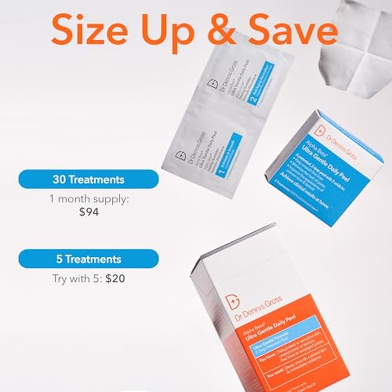 Dr. Dennis Gross Alpha Beta Ultra Gentle Daily Peel: for Dehydrated or Sensitive Skin, Uneven Tone or Texture, Fine Lines or Enlarged Pores (5 Treatments)