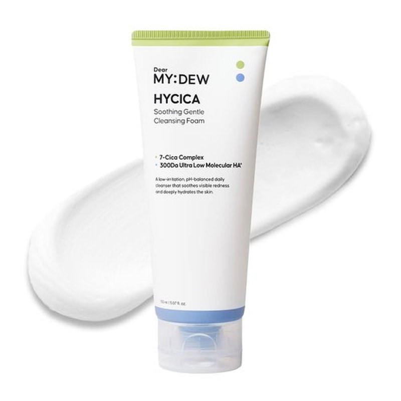 DearMYDEW HYCICA Soothing Gentle Cleansing Foam | Low pH 5.5 Cleanser for Sensitive Skin, Calming Hydrating Cica Face Wash & Barrier Care, Centella, Ultra-Low Molecular HA, Korean Skincare, 5.07 fl oz
