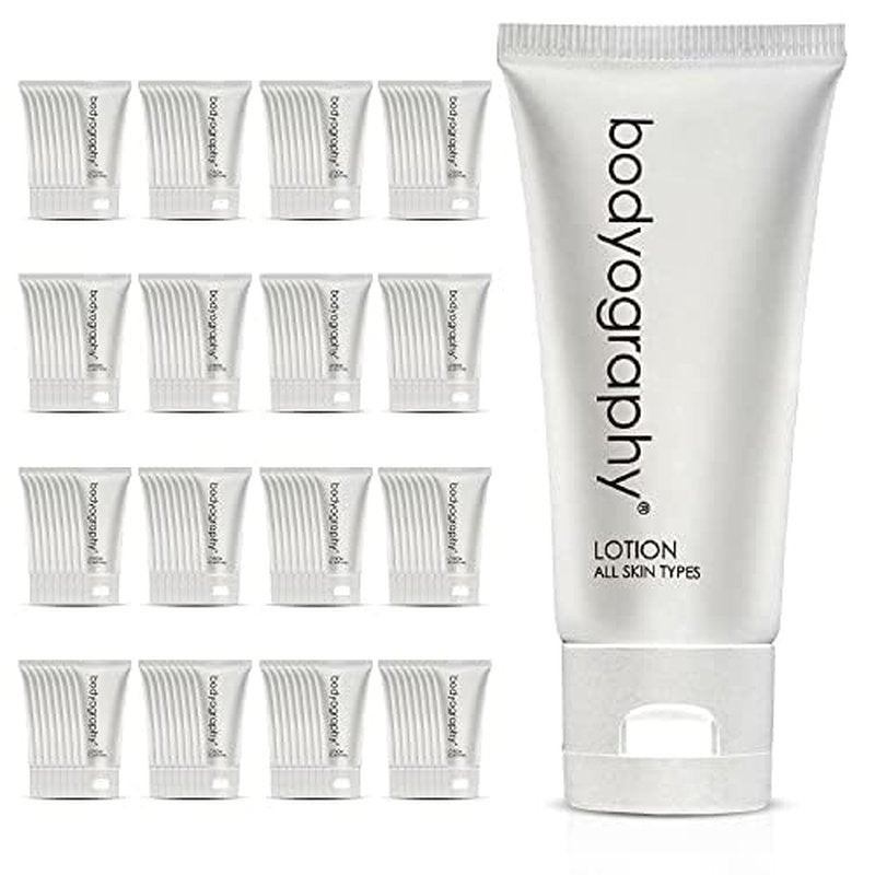World Amenities - Bodyography blanc- Hand and Body Lotion | 1.4oz | Vanilla White Tea, Mini Travel Size Toiletries (100% Recyclable Tube with Flip Top Cap) Hotel Amenities, Suitable for All Skin Types