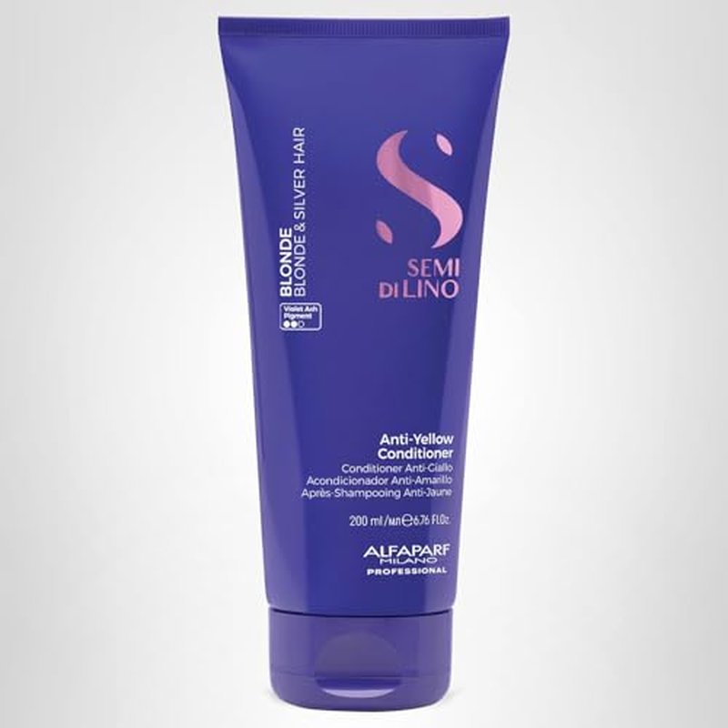 ALFAPARF MILANO Semi di Lino Color Depositing Purple Conditioner - Removes Yellow & Brassy Tones for Blonde, Platinum, Highlighted, Gray, & Silver Hair - Brightens, Moisturizes, Adds Shine
