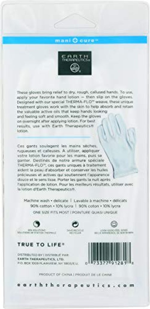 Earth Therapeutics Moisturizing Hand Gloves Solid Color - White (1 Pair)