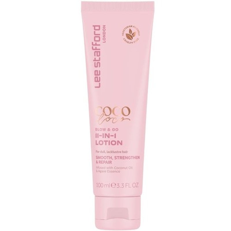 Lee Stafford Blow Dry Hair Lotion - 11-in-1 Leave-In Styling Cream, Coconut Scented, 3.3 Fl Oz