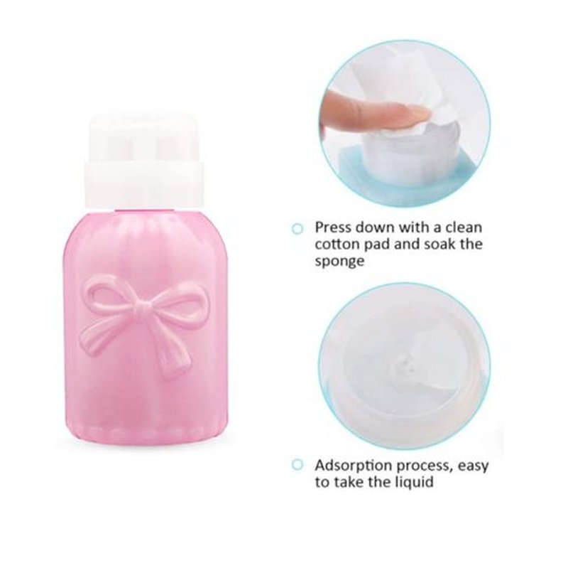 HLLMX 2 PCS Nail Polish Remover Pump Empty Dispenser Bottle for Alcohol Push Down Pump Dispenser Lockable Dispenser Bottle for Nail Polish Remover Makeup Remover Toner Etc