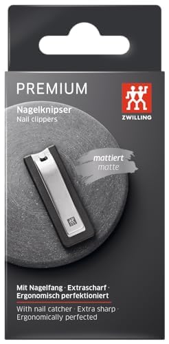 ZWILLING Nail Clipper (with Nail Catch Box, Strong Leverage for Finger- and toenails, Slightly Curved Cutting Edge), Premium, Black, 2.5 inch