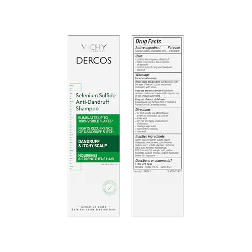 Dercos Anti Dandruff Shampoo, Dry Scalp Treatment and Itch Relief. Prescription Strength Comparable to 2% Ketoconazole, for Mild to Severe Dandruff-Prone Hair & Flaky, Itchy Scalps, 13.5 Fl. Oz.