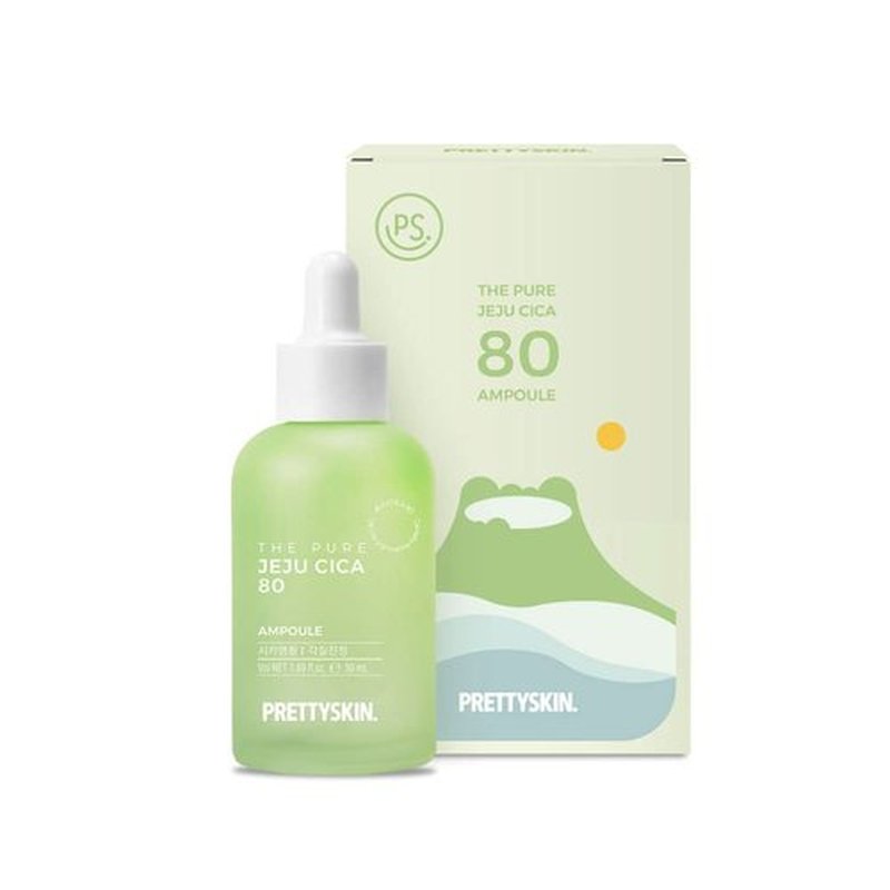 PRETTYSKIN Jeju Centella Asiatica 80% Soothing Ampoule – Calming Serum for Sensitive Skin with Tea Tree & Flower Complex, Hypoallergenic & Dermatologist Tested 1.69 fl. oz.