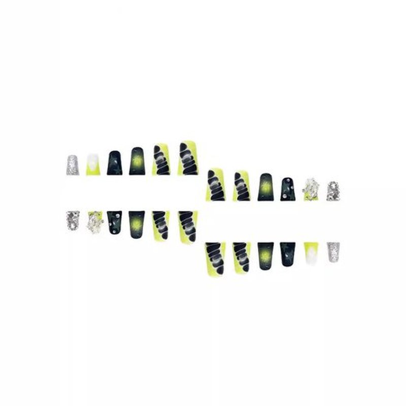 FIEONCIY Press on Duck Shaped Acrylic Medium French False Nails with Designs Artificial Fake Nails with Charms Glue ons Nails Stick on Fingernails for Women Girls (XXS240)