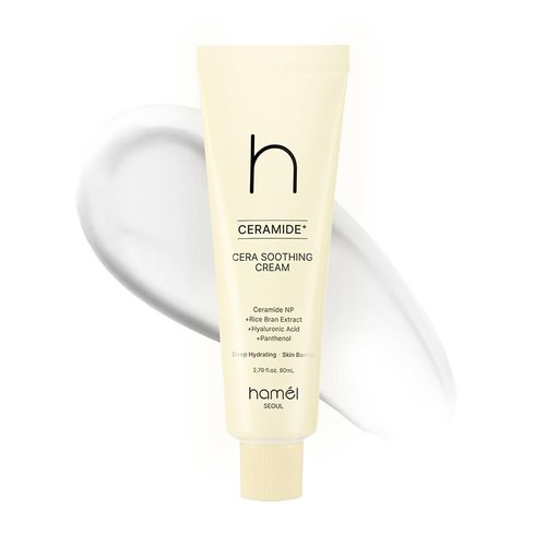 HAMEL Cera Soothing Cream - Vegan Ceramide Face Moisturizer for 48-Hour Hydration - Ideal for Sensitive Skin, Paraben-Free and Fragrance-Free - Skin Barrier Repair Korean Skincare, 2.7oz.