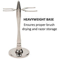 Taconic Rocket‑Style Stainless Steel Safety Razor & Shaving Brush Stand – Weighted Metal Stand for Wet Shaving Tools with 20–22 mm Knot Fit