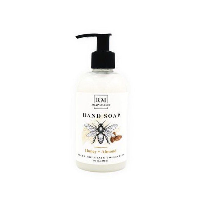 RM Soap Market Honey Almond Hand Soap with Moisturizing Natural Formula for Kitchen or Bathroom, Rich and Creamy Hydrating Soap with Warm Almond and Honeyed Vanilla Scent, 9.5 Oz