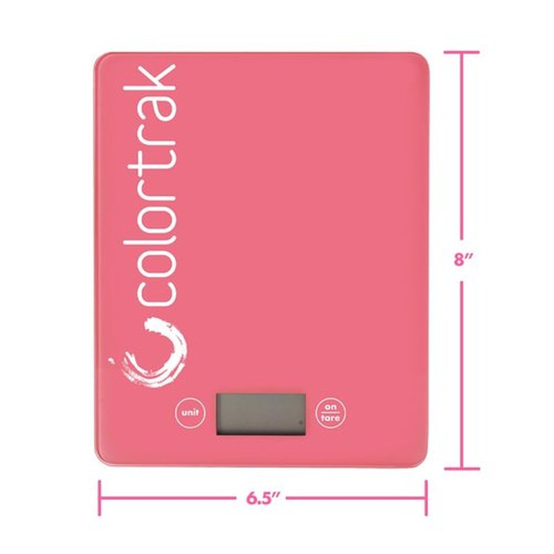 Colortrak Digital Scale, Tempered Glass Scale for Measuring Fits Most Color Trays and Stations, Measures Quantities in lb, oz, ml, g, kg, Sleek 8" x 6.5" Design