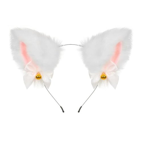 Cat Ears Headband for Women and Girls - Faux Fur Animal Ears with Bells, Furry Cosplay Party Accessory (Cat ears #2)