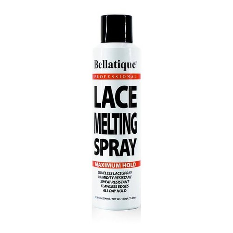Bellatique Lace Melting Spray (6.67 oz) - Maximum Hold. Flawless Edges, Quick & Easy, Fast Drying, Humidity Resistant, Sweat Resistant, All Day Hold, Quick Drying, Flake Free, Easily Removed.