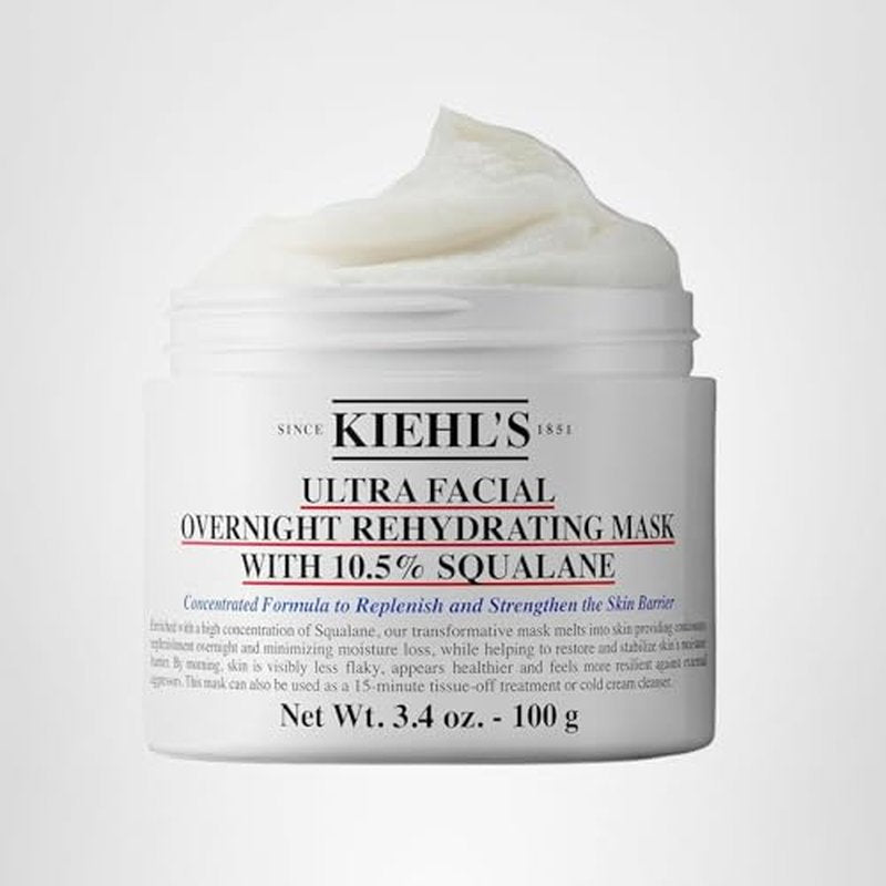 Kiehl's Ultra Facial Overnight Hydrating Face Mask with 10.5% Squalane, Deeply Hydrates Skin & Strengthens Moisture Barrier, Treats Dryness & Flaky Skin, Paraben-free, Fragrance-free - 3.4 fl oz