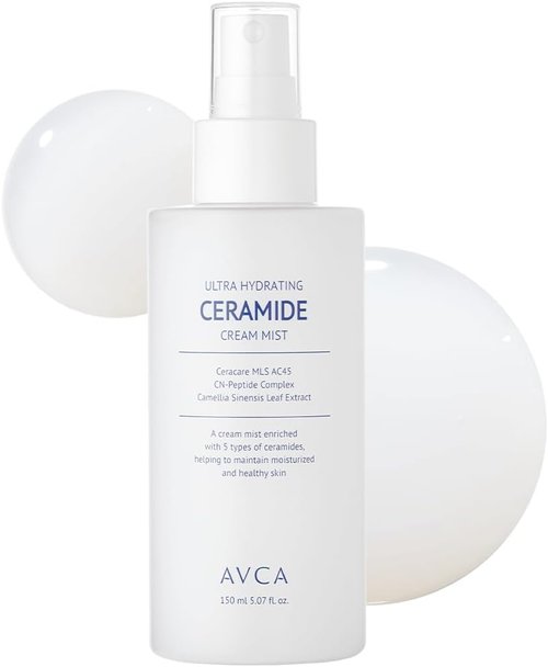 AVCA Ultra Hydrating Ceramide Cream Mist - Milky Facial Spray with 5 Ceramides for Deep Moisture & Dewy Glow (5.07 fl oz)
