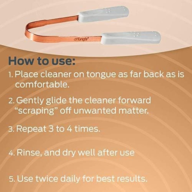 DrTung’s Copper Tongue Scraper - Effective Breath Freshener for Adults & Kids | Comfortable Grip & Travel Case