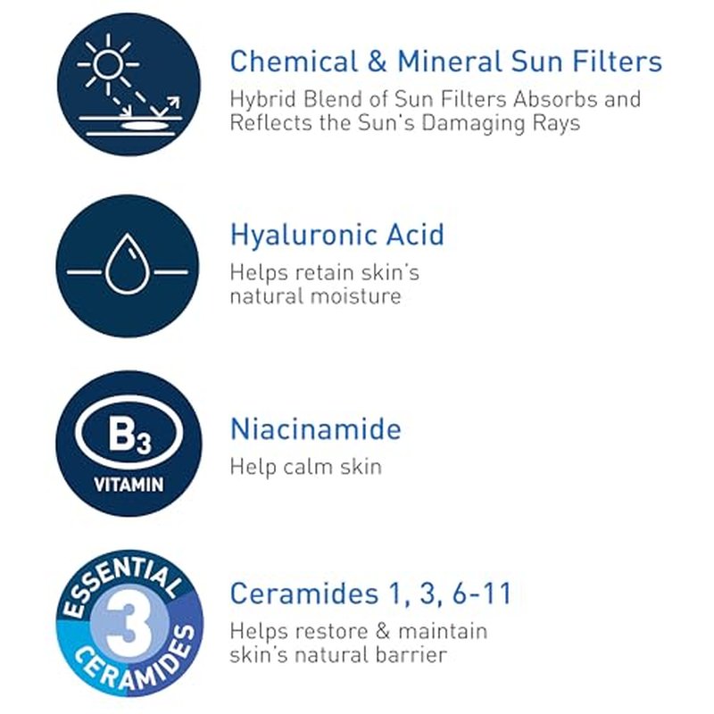 CeraVe Hydrating Sheer Sunscreen with SPF 30 for Face and Body, Mineral & Chemical Sunscreen for Men & Women with Zinc Oxide, Hyaluronic Acid and Ceramides, Paraben-Free + Fragrance-Free, 5 Ounces